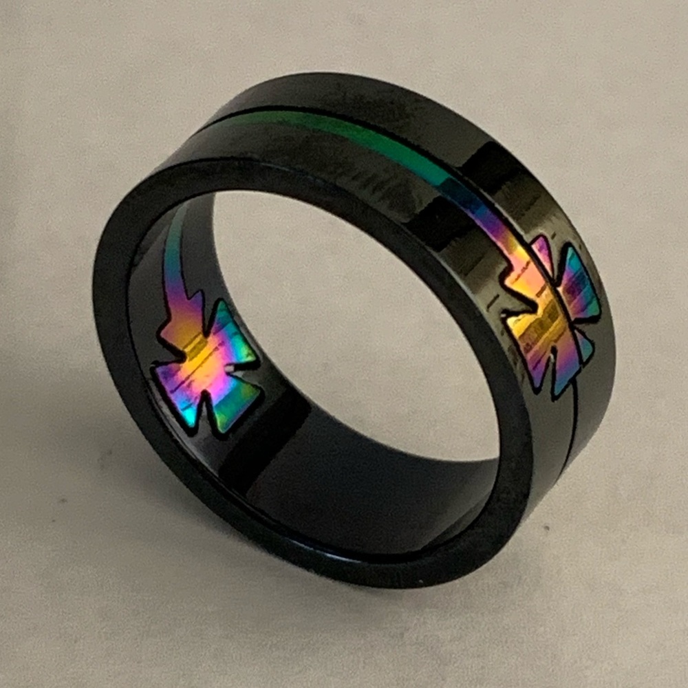 Black Titanium Steel AB Iron Cross Band